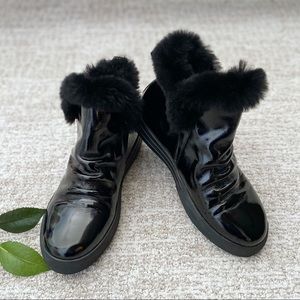 Patent Leather, Faux Fur Lined, Slip-On BOOTIES⭐️ So Cute